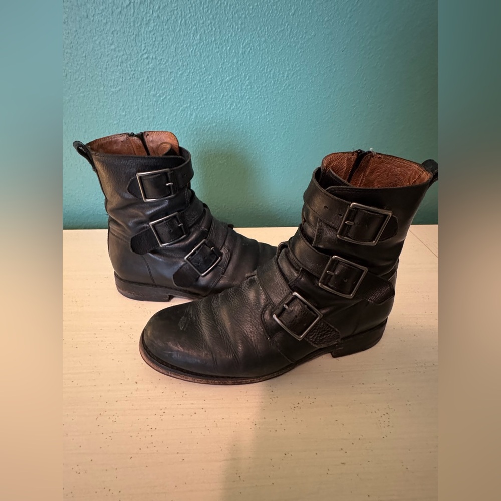 Frye Veronica buckle combat boots